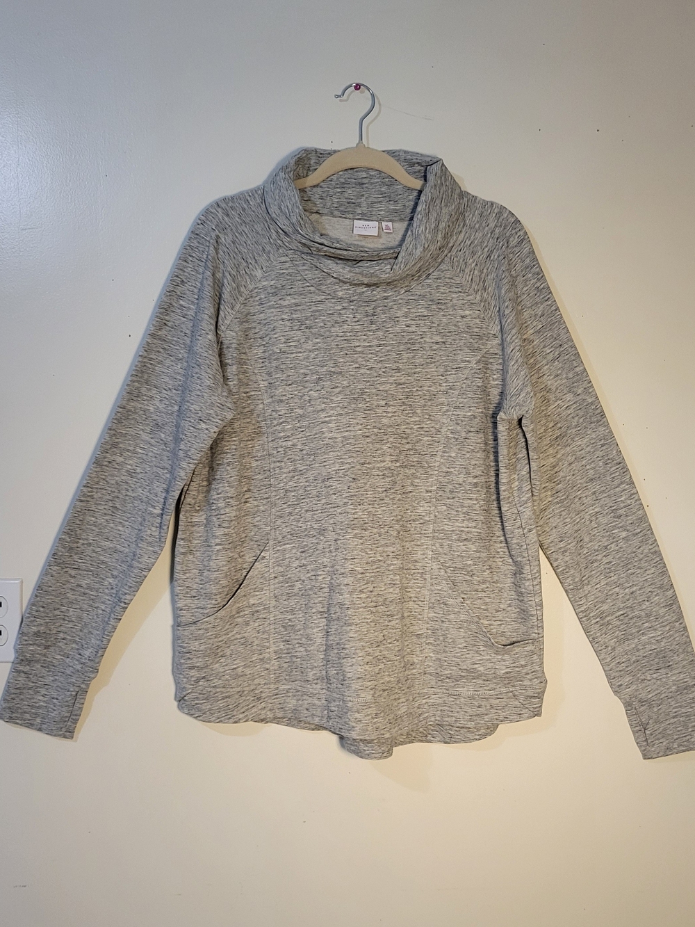 New Directions (Women's XL) Cozy Gray Heather Cowl Neck Sweatshirt -Thumb holes